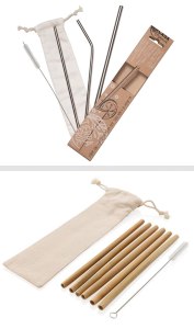 Cestovní brčka nerez ocel a bambusové slámky na cestování sada GreenStore.cz