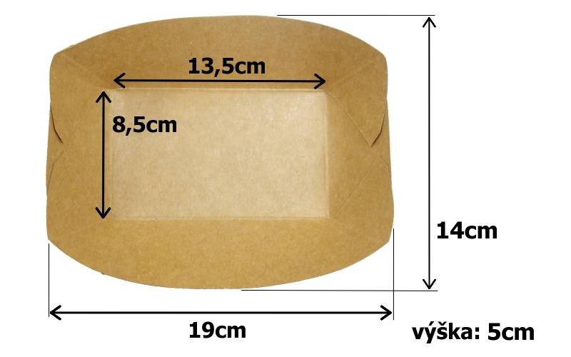 Papírový kraft tácek 19x14x5cm EKO