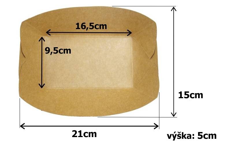 Papírový kraft tácek 21x15x5cm EKO