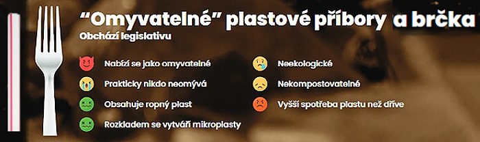 Omyvatelné jednorázové příbory a brčka - neekologické a obchází legislativu