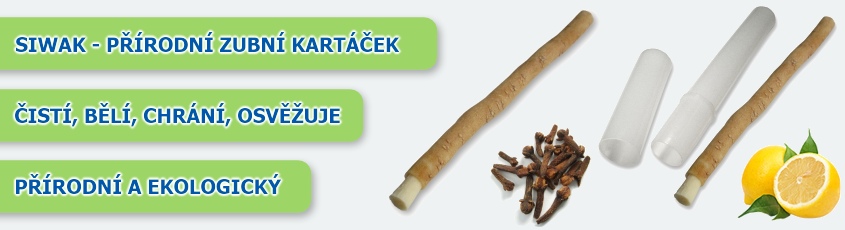 Siwak, miswak, sewak přírodní kartáček na zuby, natural, citrus, hřebíček