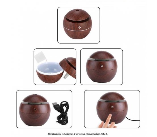 Aroma difuzér Ball tmavé dřevo 130ml Sixtol 5