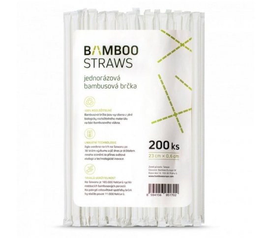 Bambusová brčka ⌀6mm x 23cm (200ks) jednotlivě balená Bamboo Europe