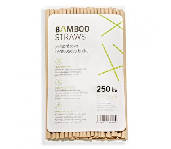 Bambusová brčka ⌀6mm x 23cm (250ks) Bamboo Europe