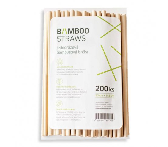 Bambusová brčka ⌀8mm x 23cm (200ks) Bamboo Europe