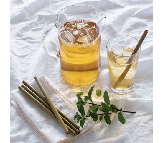 Bambusová brčka 6ks plus 1ks kartáček, délka 22cm, Bambu