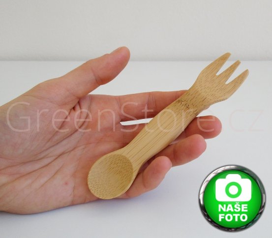 Bambusová dětská vidlička a lžička v jednom Bambu