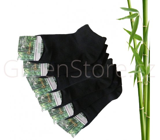 Bambusové ponožky dámské kotníkové, černé 35-38, 6 párů