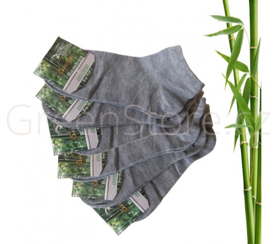 Bambusové ponožky dámské kotníkové, šedé 35-38, 6 párů