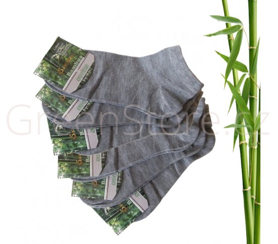 Bambusové ponožky dámské kotníkové, šedé 39-42, 6 párů