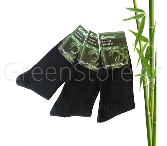 Bambusové ponožky pánské, černé 43-46, 3 páry