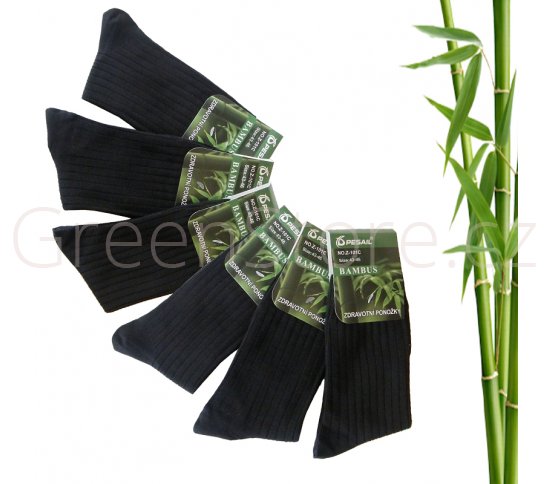 Bambusové ponožky pánské, černé 43-46, 6 párů