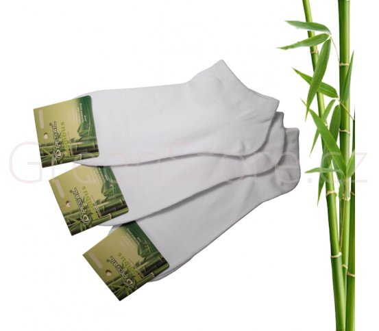 Bambusové ponožky dámské kotníkové, bílé 39-42, 3 páry