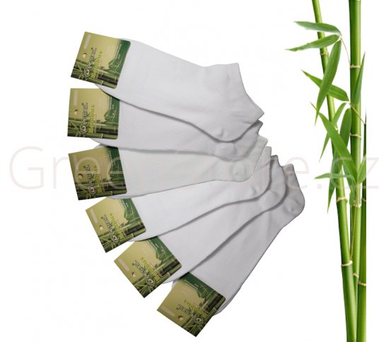 Bambusové ponožky dámské kotníkové, bílé 35-38, 6 párů