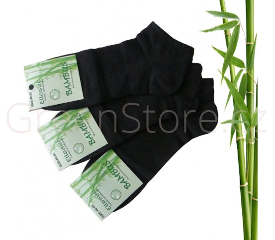 Bambusové ponožky pánské kotníkové, černé 40-43, 3 páry