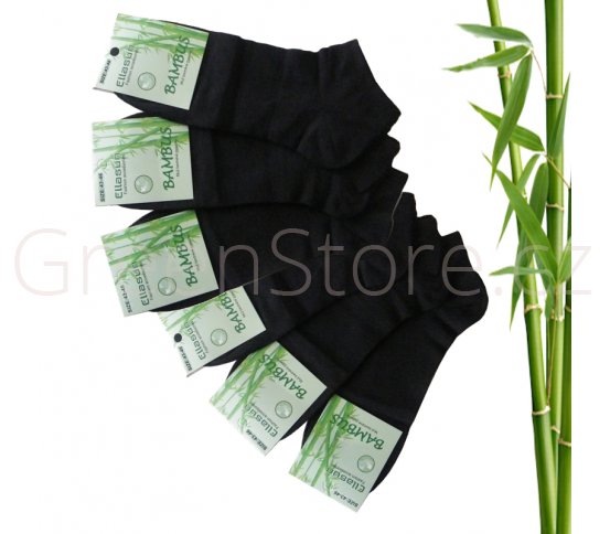 Bambusové ponožky pánské kotníkové, černé 43-46, 6 párů