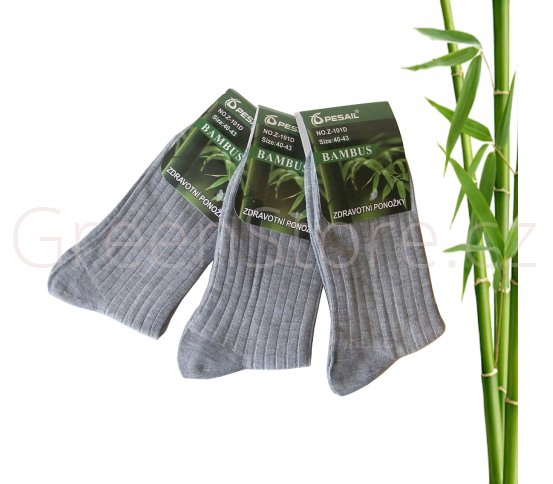 Bambusové ponožky pánské, šedé 40-43, 3 páry