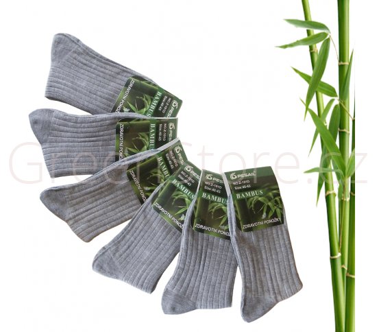 Bambusové ponožky pánské, šedé 40-43, 6 párů