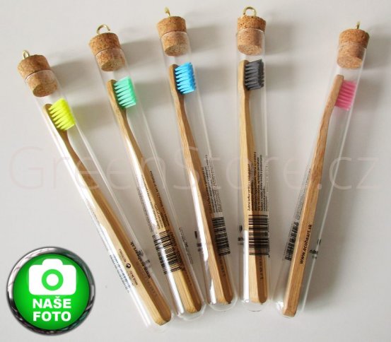 Bambusové zubní kartáčky EcoHeart ve skleněném pouzdře