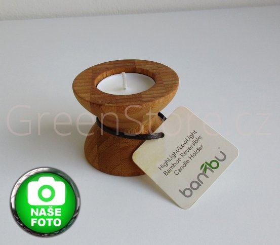 Dekorativní svícen na čajovou i dlouhou svíčku z biobambusu Bambu