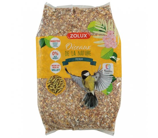 Bezslupkové krmivo pro ptáky Premium 4kg s hmyzem Zolux