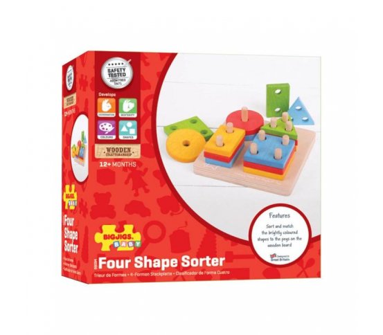 Bigjigs Baby Motorická hračka - Nasazování barevných tvarů na tyče