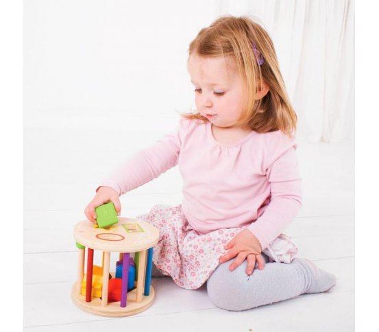Bigjigs Baby Dřevěná vhazovací hračka - Válec s tvary