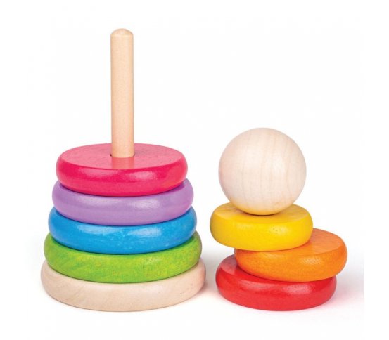 Bigjigs Baby Nasazování na tyč - Duhový panáček