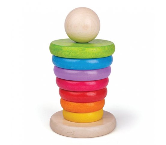 Bigjigs Baby Nasazování na tyč - Duhový panáček