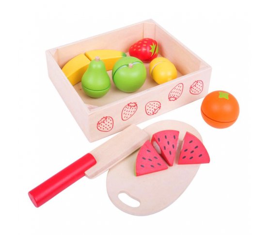 Bigjigs Toys Dřevěné krájecí ovoce v krabičce