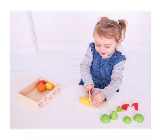 Bigjigs Toys Dřevěné krájecí ovoce v krabičce
