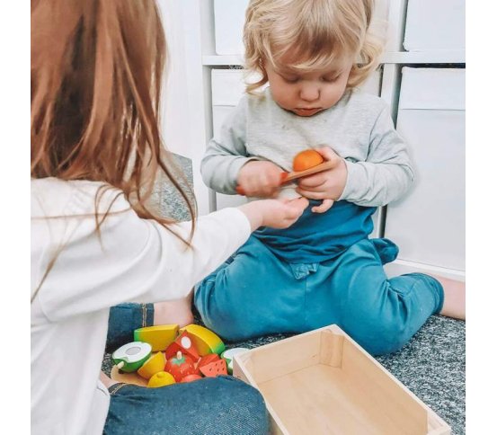 Bigjigs Toys Dřevěné krájecí ovoce v krabičce