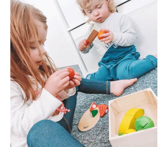 Bigjigs Toys Dřevěné krájecí ovoce v krabičce