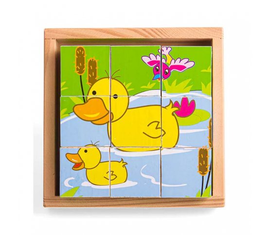 Bigjigs Toys Obrázkové kostky kubusy Zvířátka 9 kostek