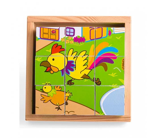 Bigjigs Toys Obrázkové kostky kubusy Zvířátka 9 kostek