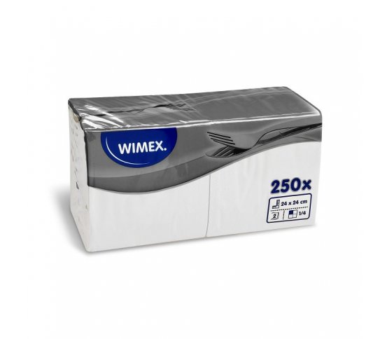 Bílý papírový ubrousek 2vrstvý 24x24cm (250ks)