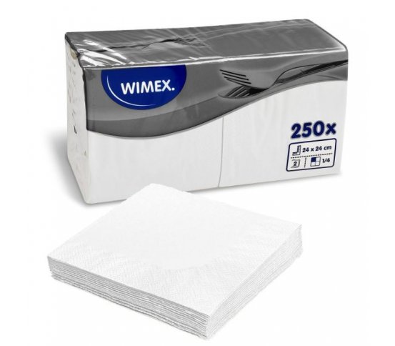 wimex Bílý ubrousek papírový 2vrstvý 24x24cm (250ks)