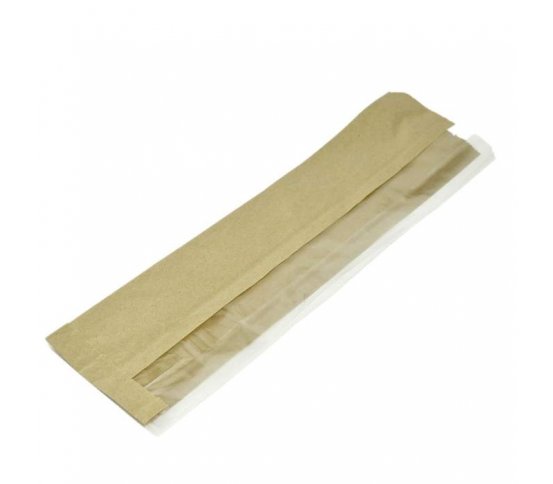 BIO kraft sáček s PLA okénkem 36x10x15cm (1000ks)