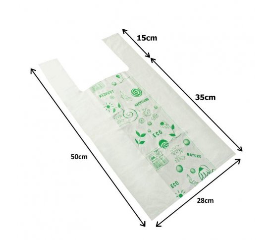 BIO taška rozložitelná - bílá 28x50cm (500ks) rozměr 2