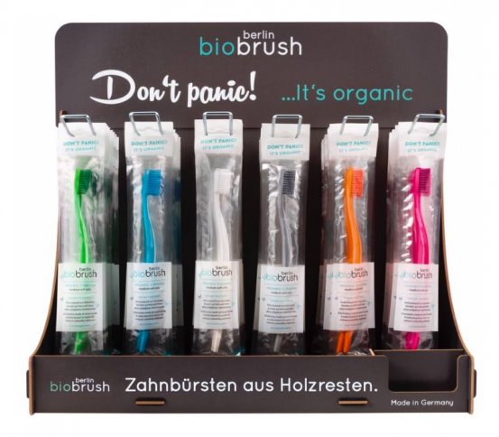 Biobrush Přírodní zubní kartáček medium - oranžový