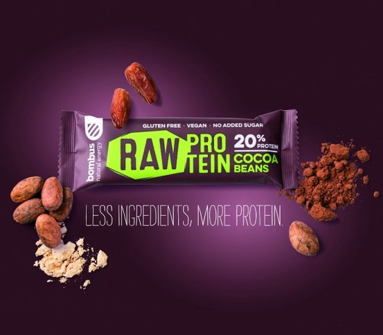 Bombus Raw protein tyčinka Cocoa beans 50g