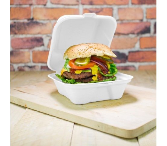 Burger box 15x15x9cm z cukrové třtiny (125ks)