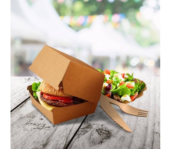 Burger box (PAP FSC Mix) nepromastitelný kraft 110 x 110 x 90 mm 50ks 