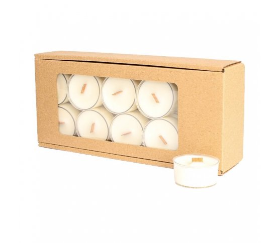 Čajové sójové svíčky s dřevěným knotem 20ks - bez vůně Aromka