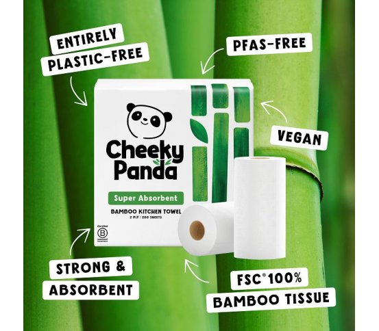 Cheeky Panda Bambusové kuchyňské utěrky 2 vrstvé - 2 role 5