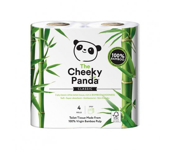 Cheeky Panda toaletní papír 3-vrstvý, 4 role, 200 útržků