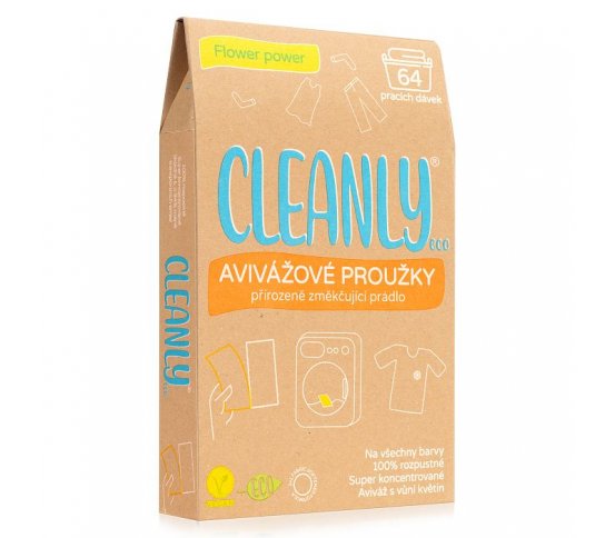 Cleanly Eco Avivážové proužky na 64 praní - flower power