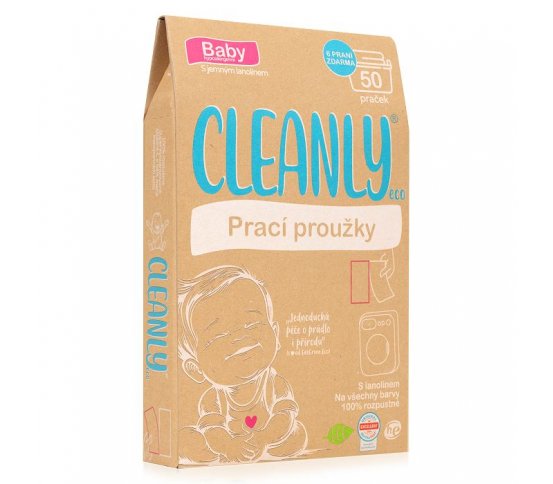 Cleanly Eco Baby Prací proužky-pásky s lanolinem na 50 praní