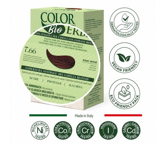 Color Erbe BIO Barva na vlasy Intenzivní červená blond 7.66