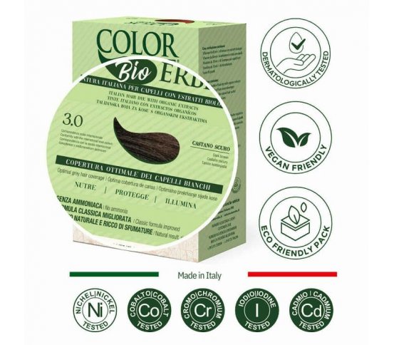 Color Erbe BIO Barva na vlasy Tmavě hnědá 3.0